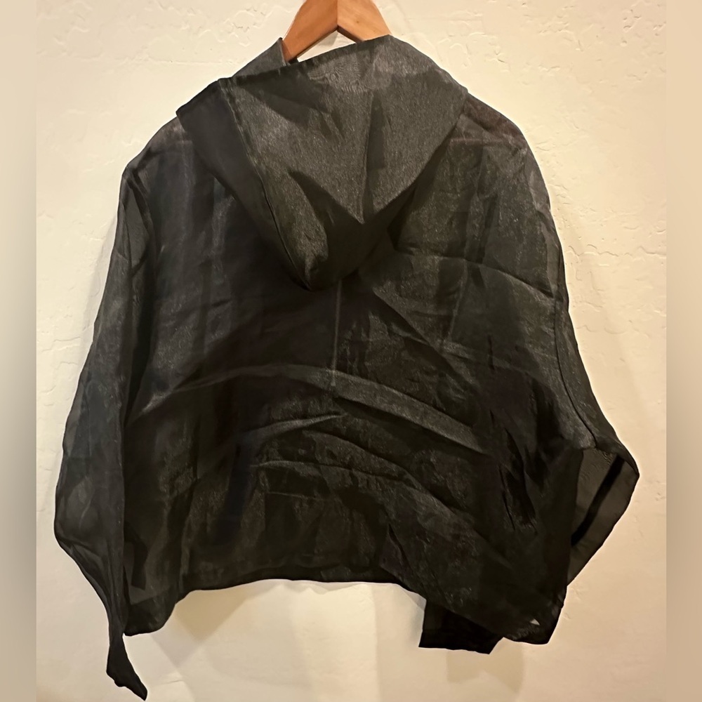 Black Sheer Hooded Jacket Size Large - Picture 3 of 6